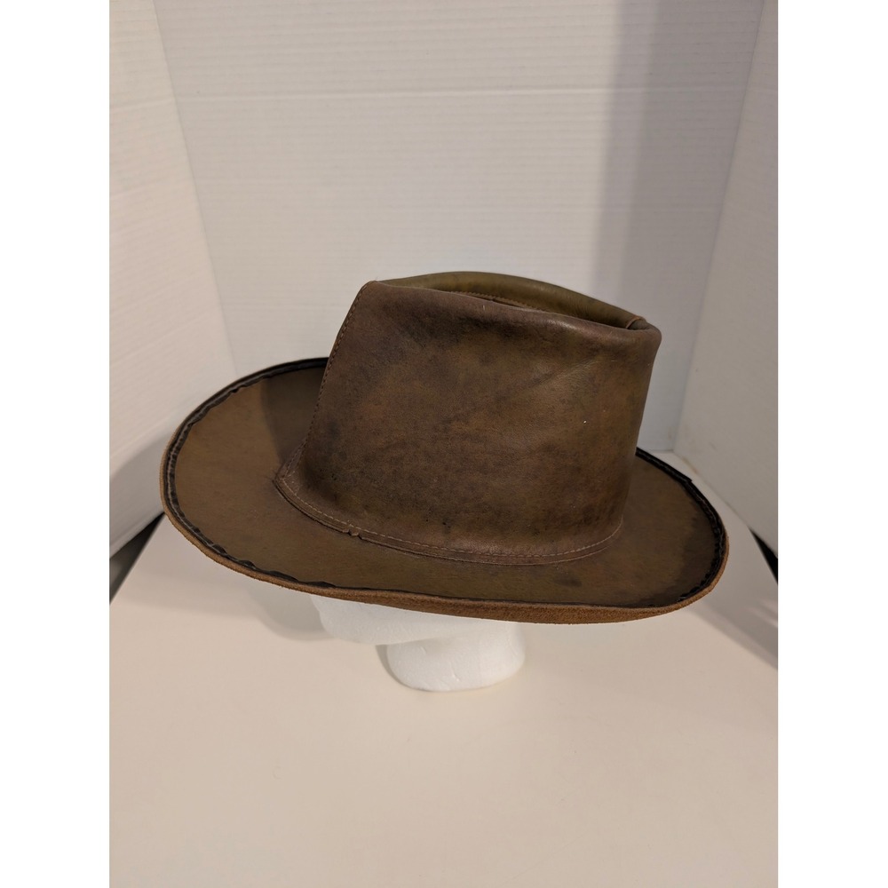 Skully by Hemschel St Louis Leather Hat Brown Mens Western Medium - Picture 3 of 8